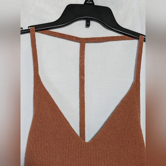 NWT Rag & Bone Soleil Rib Bra Top Pale Copper, T-Strap Back, Knit Bralette Sz L - Picture 5 of 9
